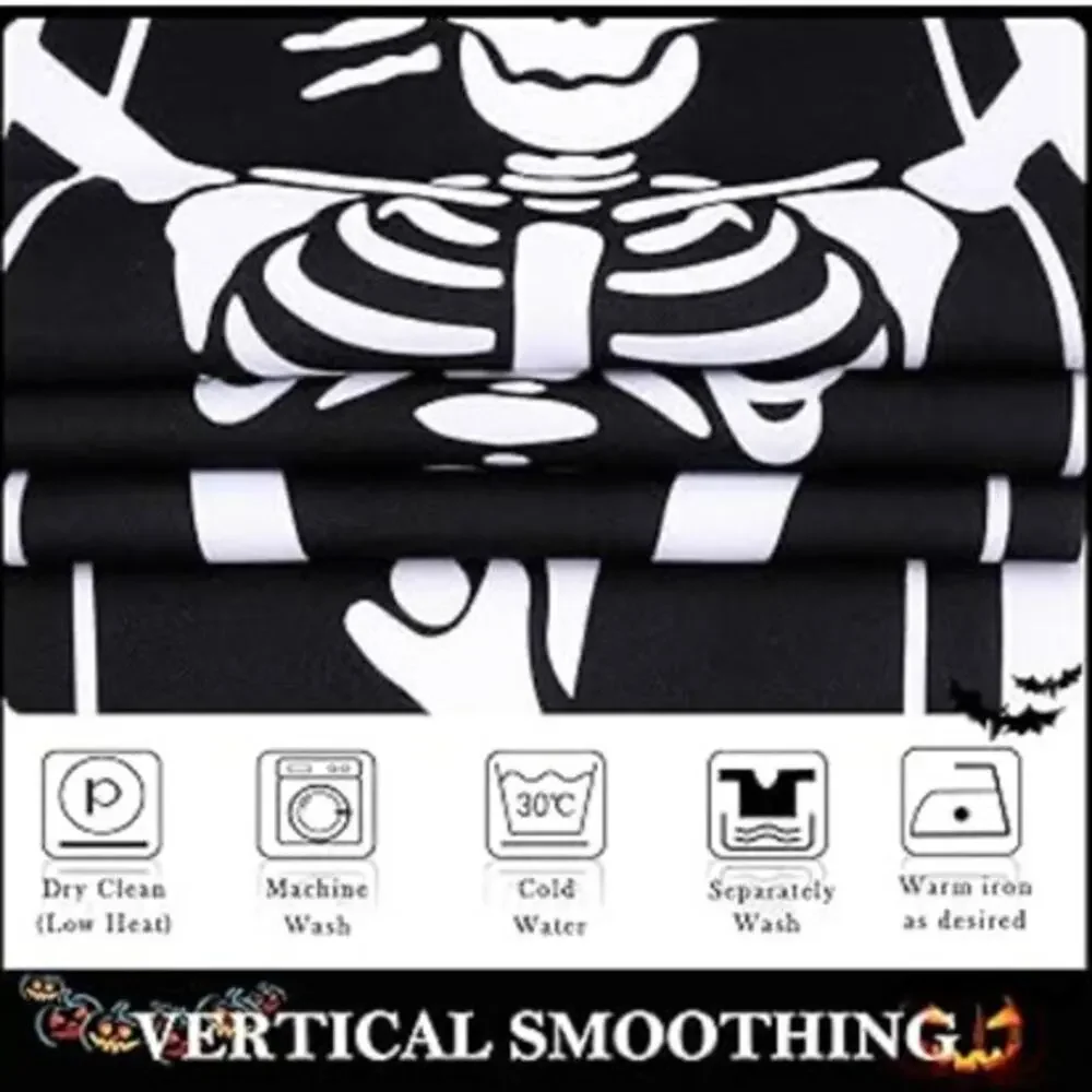 NWT ~ Set/ 4 Panels ~ Spooky Halloween Coffin Skeleton Curtains ~ 13
